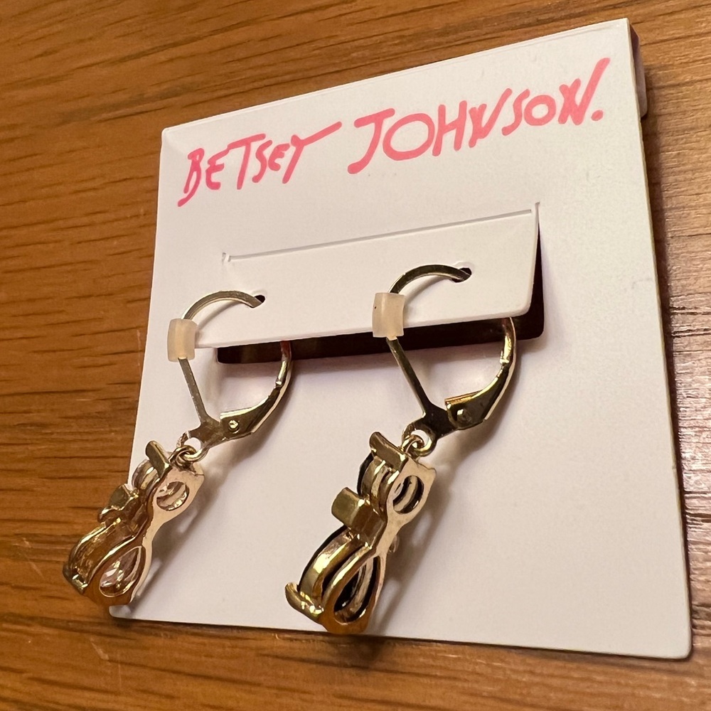 Betsey Johnson Cat Earrings with Crystal Accents NWT - Picture 3 of 5